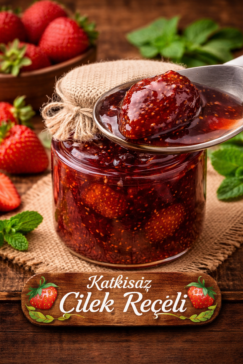 Katkısız Çilek Reçeli – Geleneksel Ev Yapımı 750gram